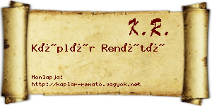 Káplár Renátó névjegykártya